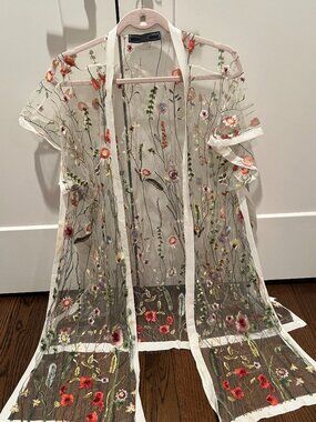 Highness Sheer Floral Embroidery Duster